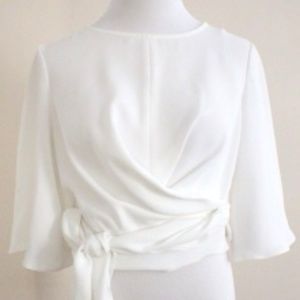 ZARA BASICS- White flow front wrap blouse